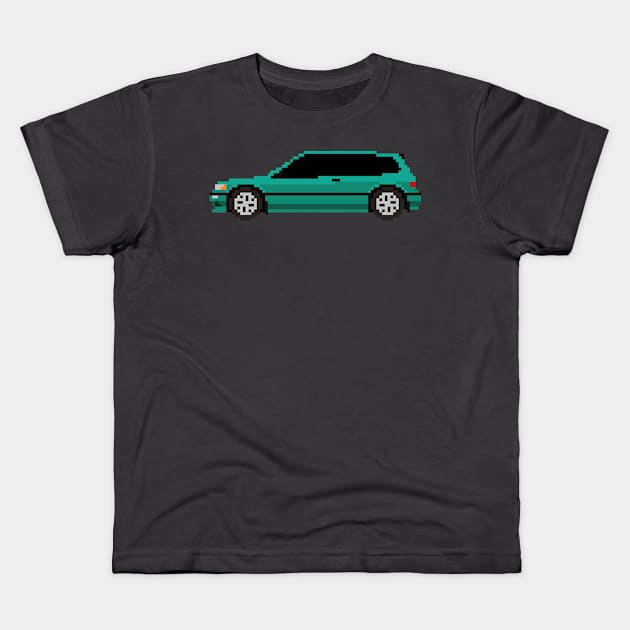 Honda Civic EF Pixelart Kids T-Shirt by retsbor10@comcast.net